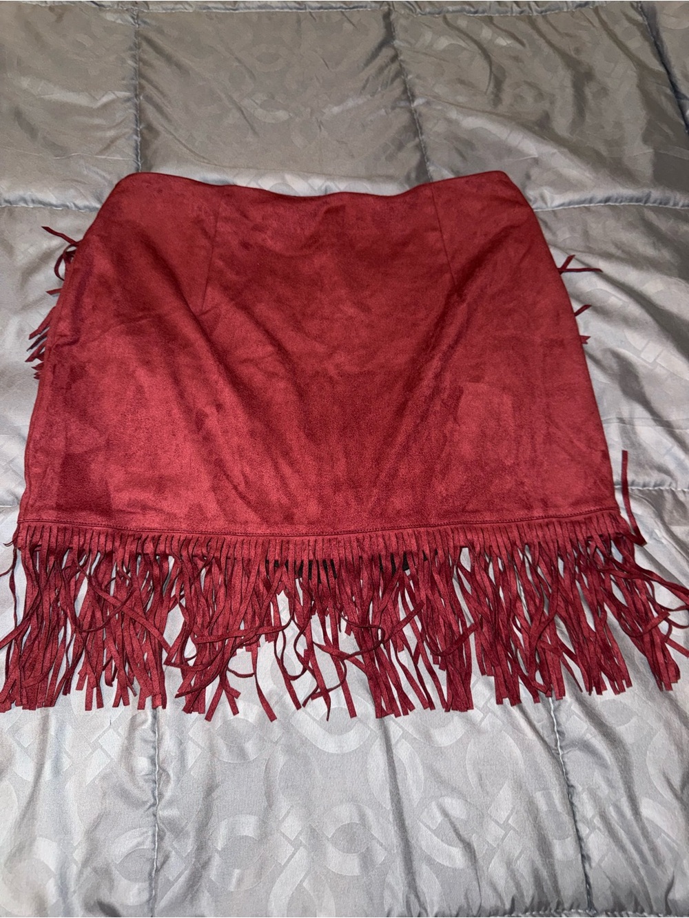 Halara High Waisted 2-in-1 Fringe Hem Bodycon Mini Suede Casual Skirt - Picture 4 of 5